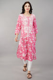 Pink Chikankari Cotton Kurti