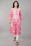 Pink Chikankari Cotton Kurti