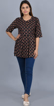 Black Printed cotton Top