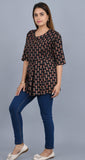 Black Printed cotton Top