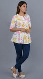 White Self Printed Cotton Top