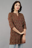 Maroon Self Printed Cotton Top
