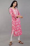 Pink Chikankari Cotton Kurti