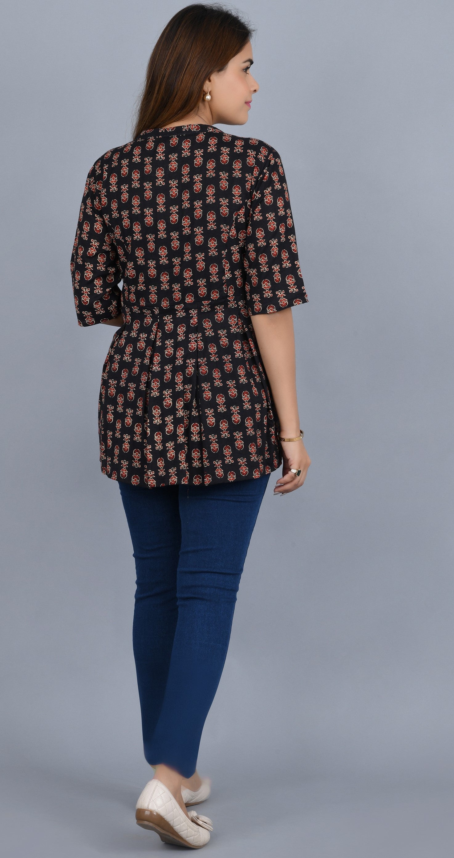 Black Printed cotton Top