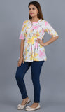White Self Printed Cotton Top