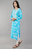 Blue Chikankari Cotton Straight Kurti