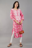 Pink Chikankari Cotton Kurti