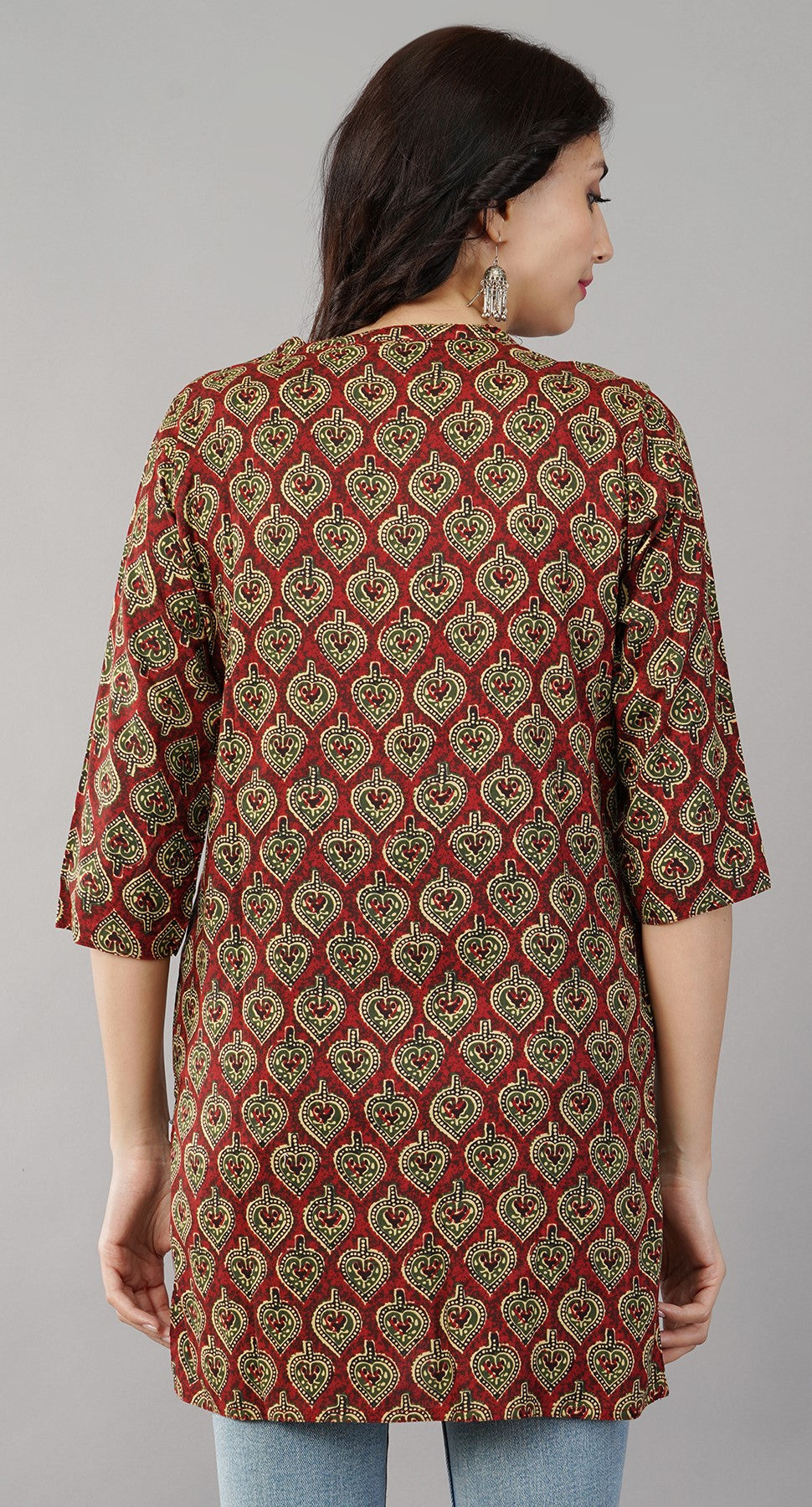 Maroon Self Printed Cotton Top