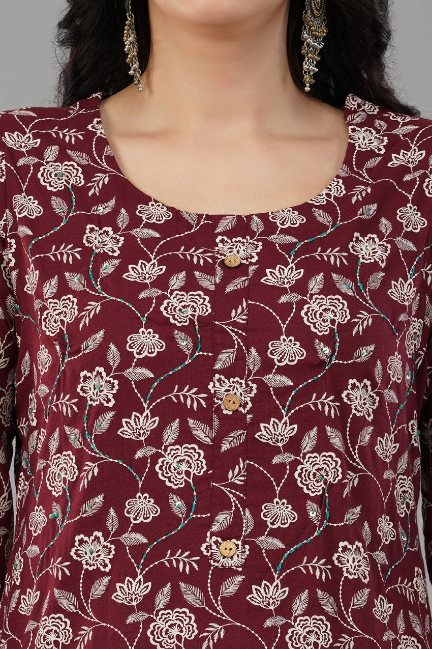 Maroon Rayon Straight Kurti