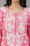 Pink Chikankari Cotton Kurti