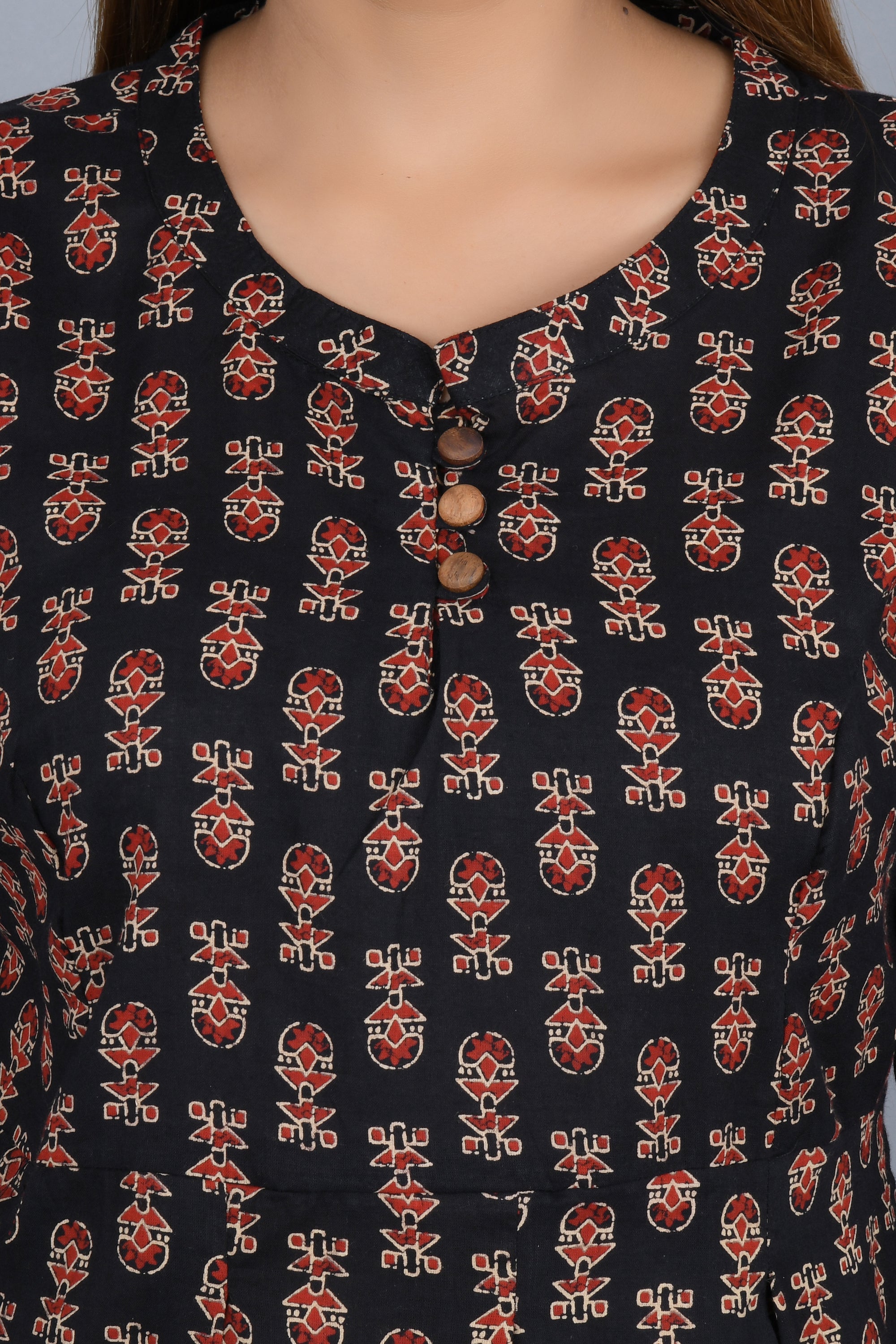 Black Printed cotton Top