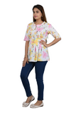 White Self Printed Cotton Top