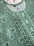 Green Self Printed Rayon Straight Kurti