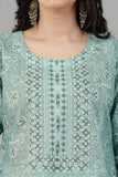 Green Self Printed Rayon Straight Kurti