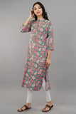 Multicolor Floral Printed Cotton Straight Kurti