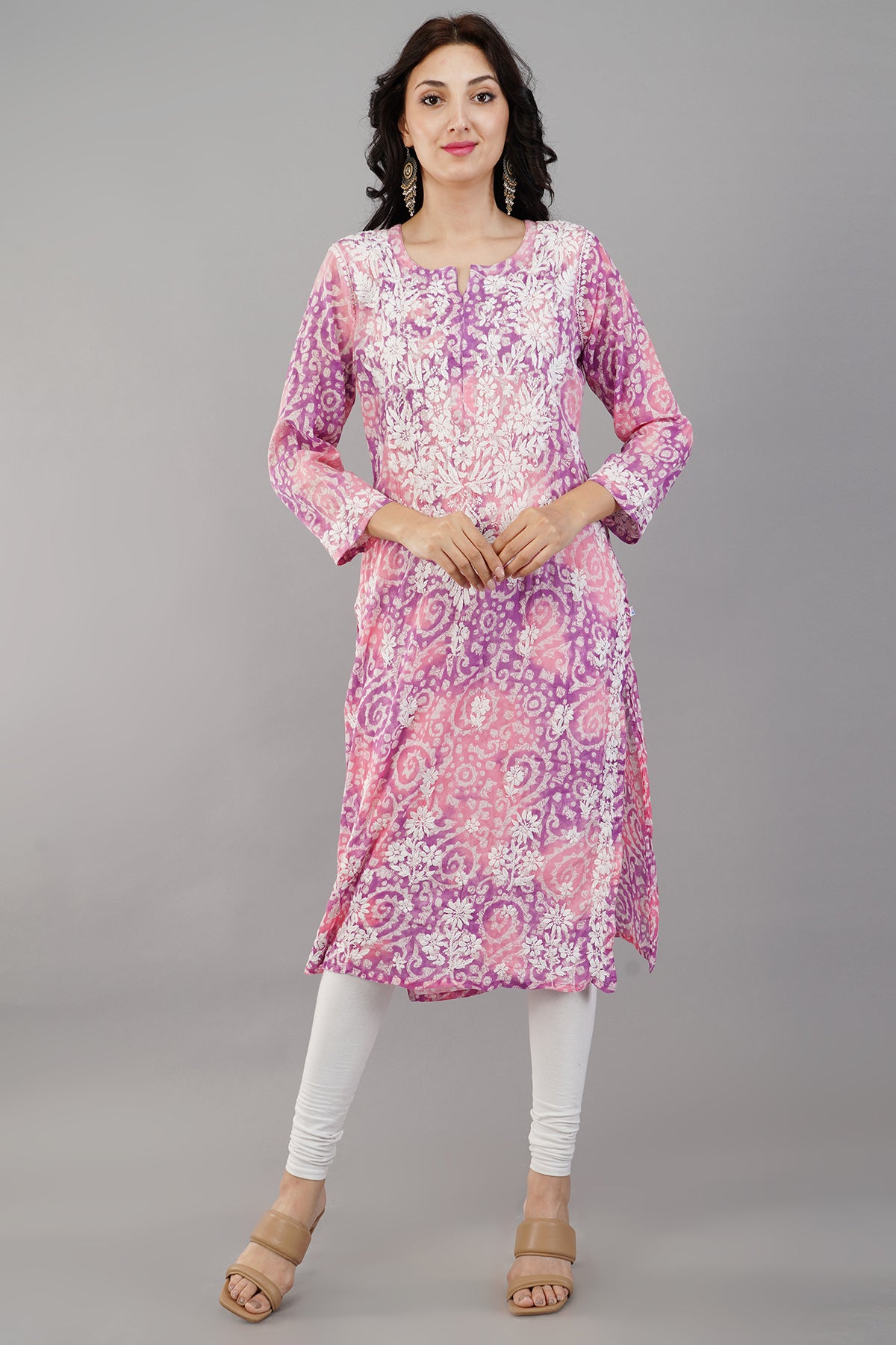 Multicolour Chikankari Cotton Kurta