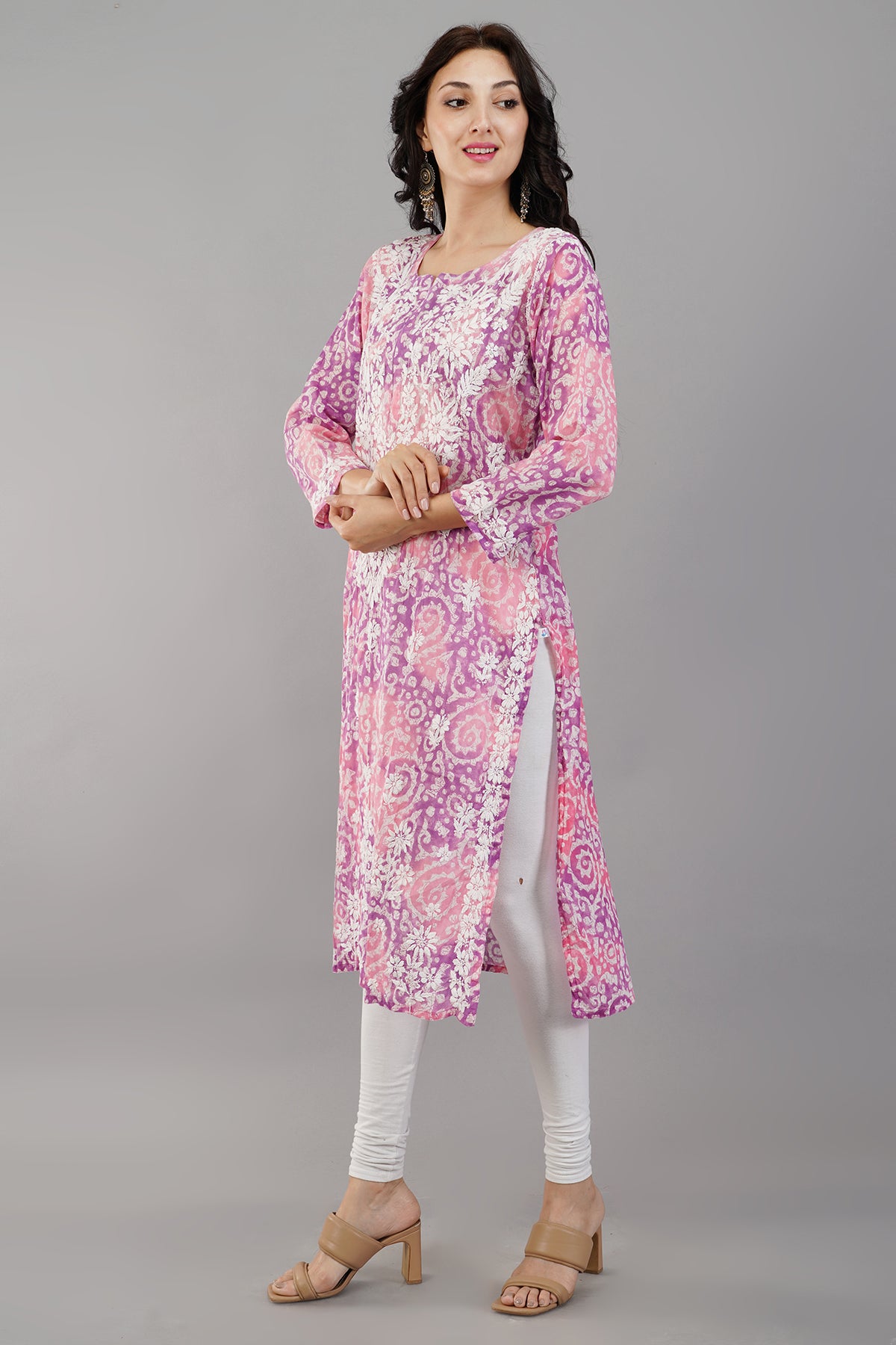 Multicolour Chikankari Cotton Kurta