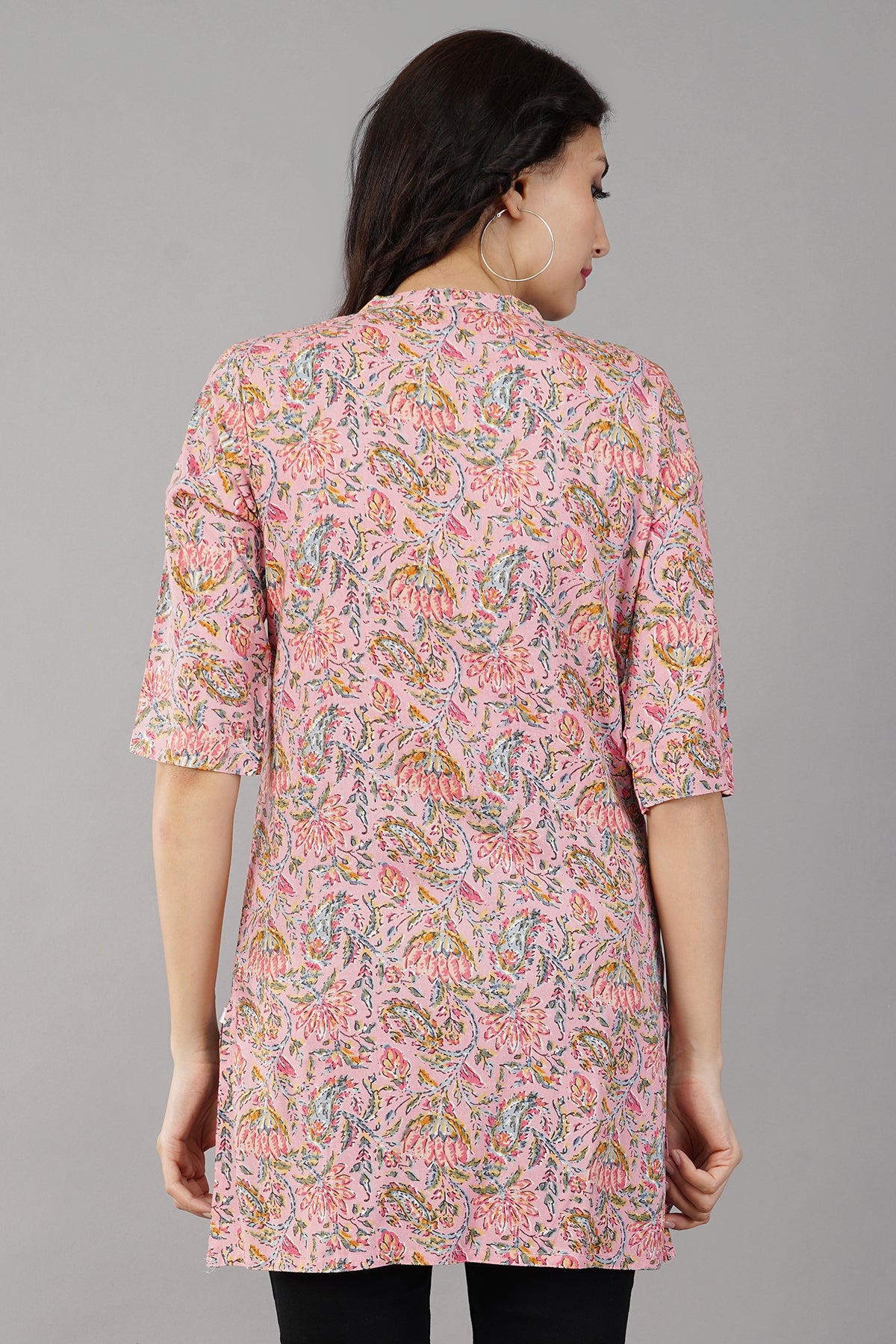 Pink Self Printed Summer cotton Top