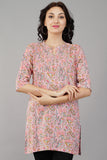 Pink Self Printed Summer cotton Top