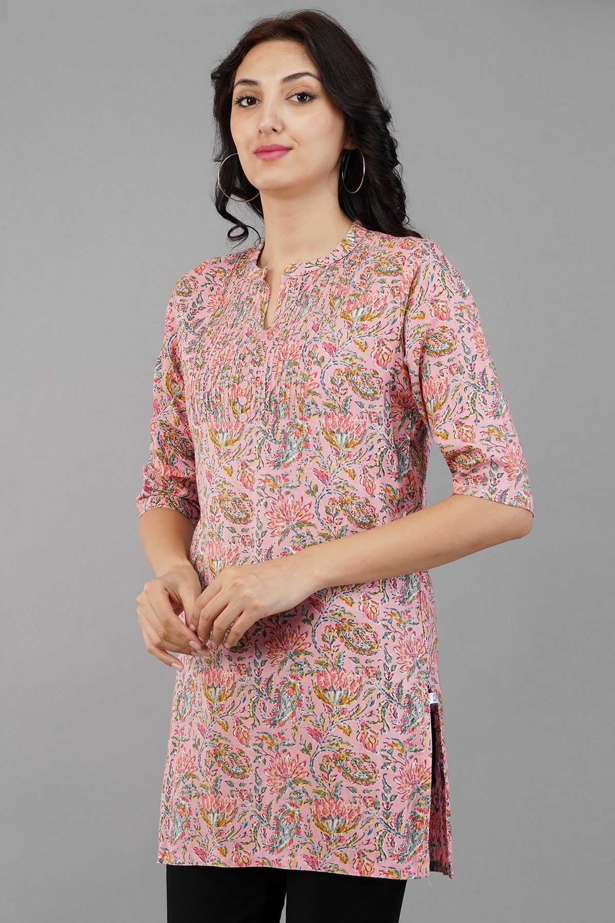 Pink Self Printed Summer cotton Top