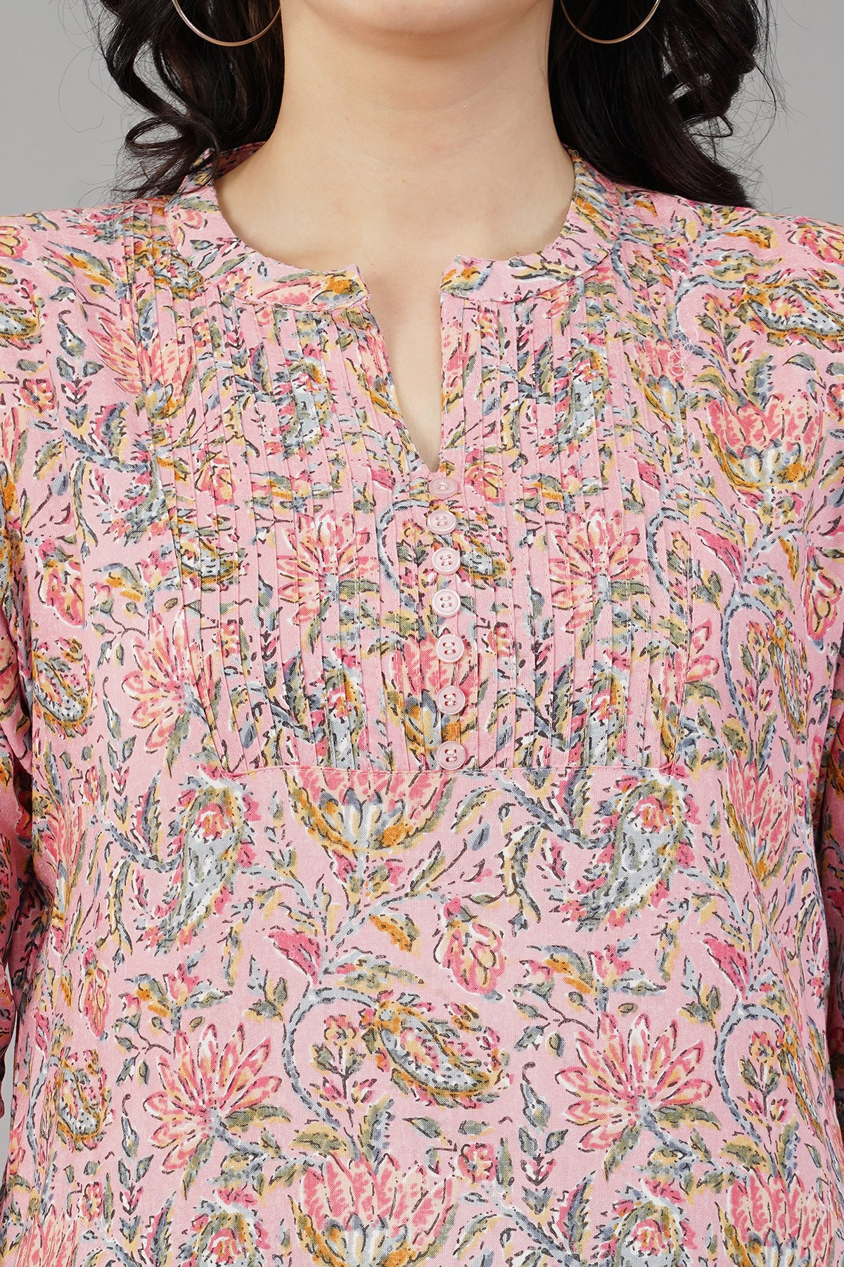 Pink Self Printed Summer cotton Top